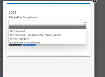 Attestation Compliance dropdown