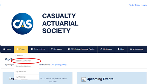 Screenshot of webinar in CAS Portal